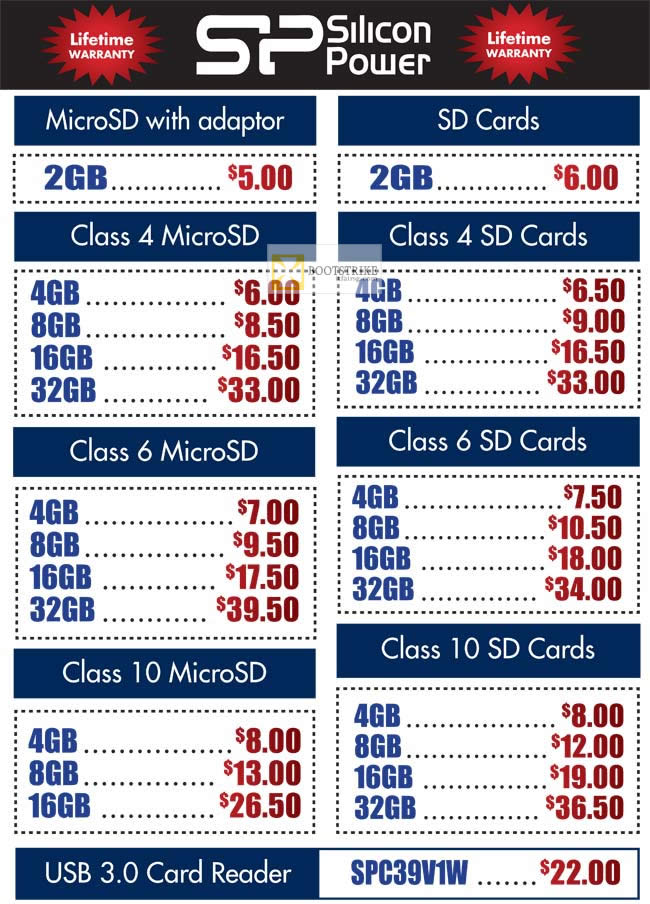 IT SHOW 2012 price list image brochure of Convergent Silicon Power Flash Memory MicroSD, SD Card, USB Card Reader SPC39V1W