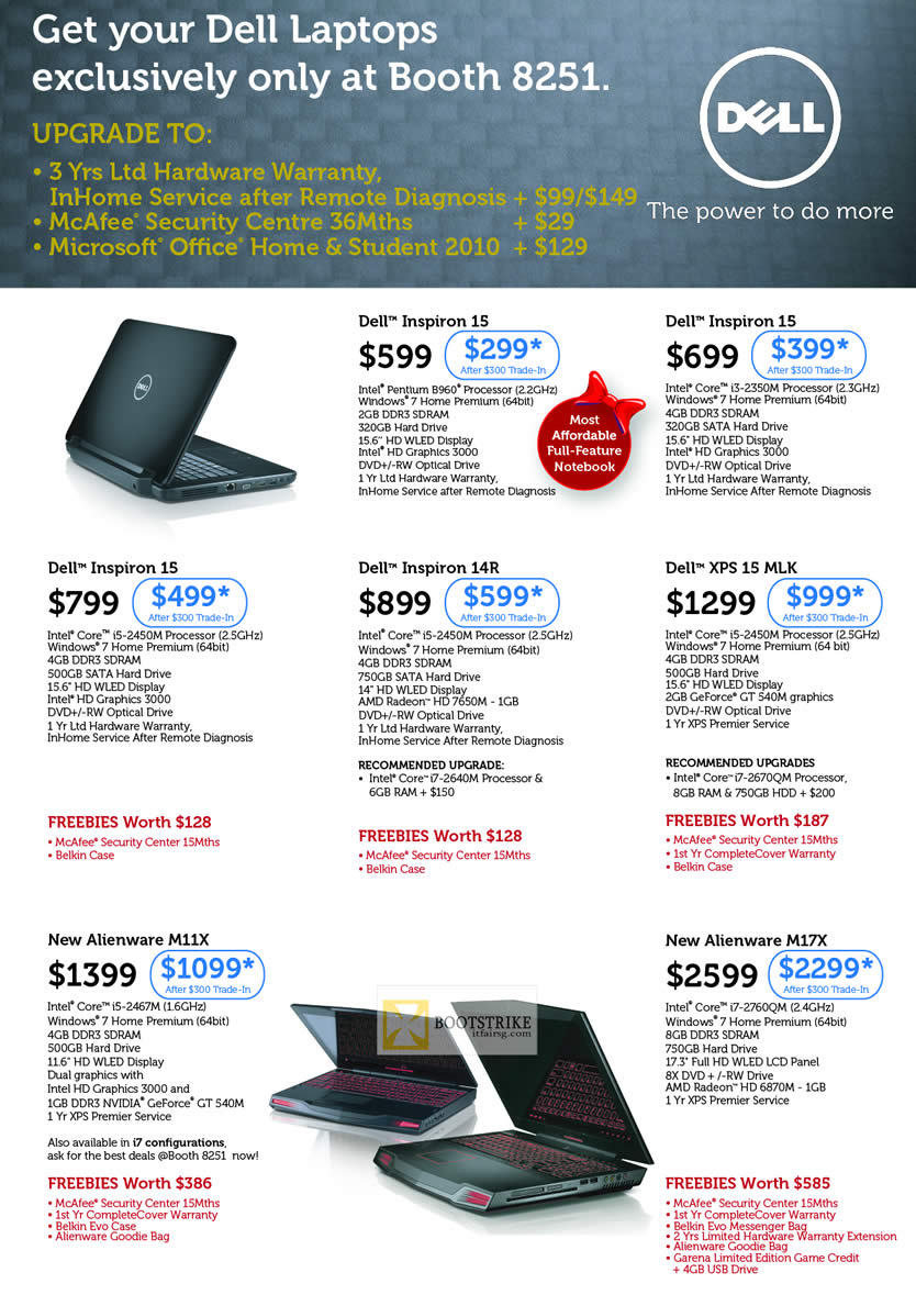 IT SHOW 2012 price list image brochure of Dell Notebooks Inspiron 15, Inspiron 14R, XPS 15 MLK, ALienware M11X, Alienware M17X