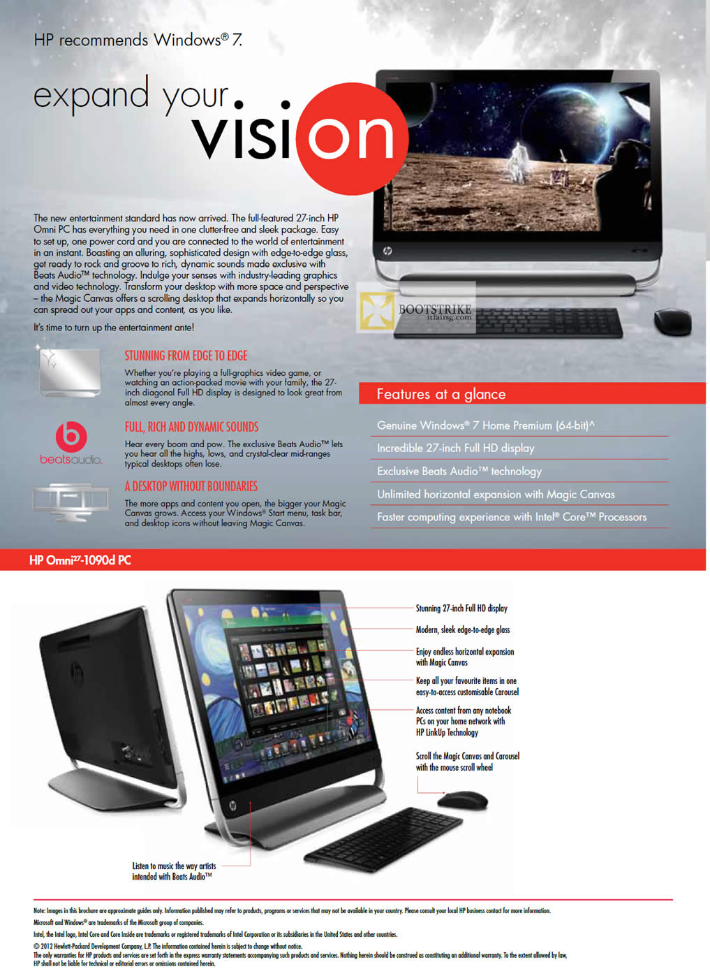 IT SHOW 2012 price list image brochure of HP AIO Desktop PC Omni27-1090d, Features