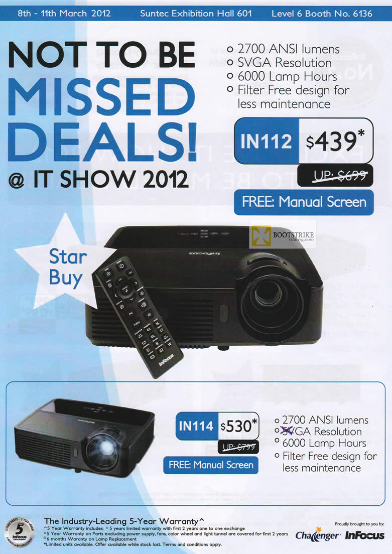 IT SHOW 2012 price list image brochure of Infocus Projectors IN112, IN114