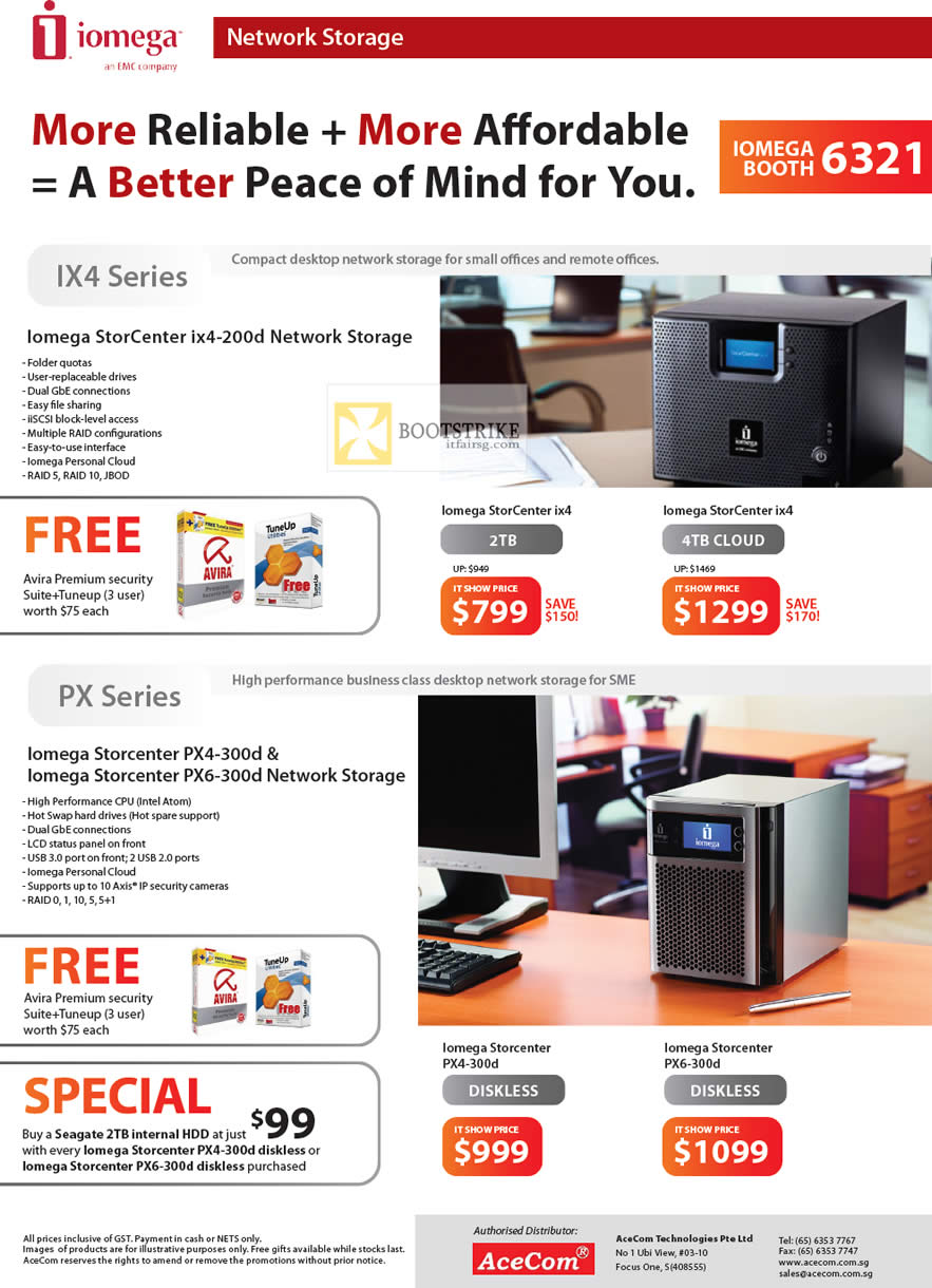 IT SHOW 2012 price list image brochure of Iomega Network Storage NAS StorCenter Ix4-200d, PX4-300d, PX6-300d