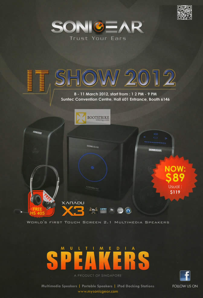 IT SHOW 2012 price list image brochure of Leap Frog Sonicgear Booth Details, Speakers, Xanadu X3