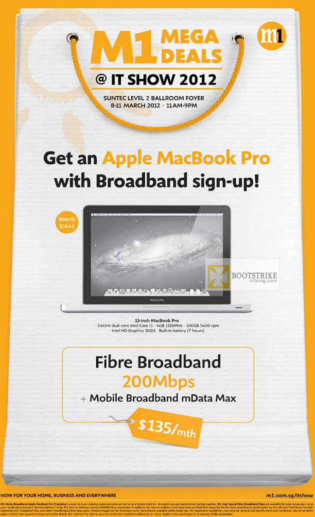 IT SHOW 2012 price list image brochure of M1 Broadband Fibre 200mbps Apple Macbook Pro