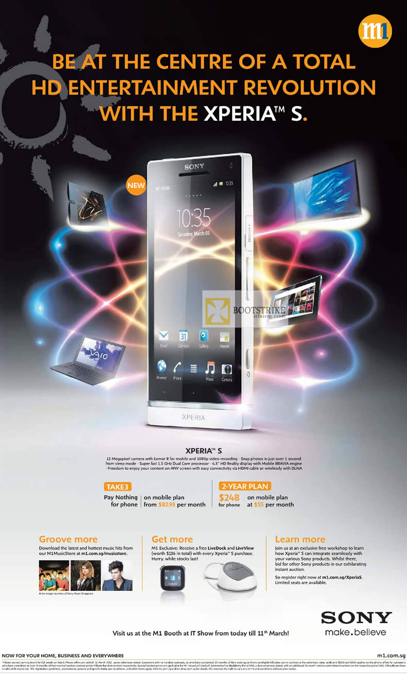 IT SHOW 2012 price list image brochure of M1 Mobile Sony Xperia S