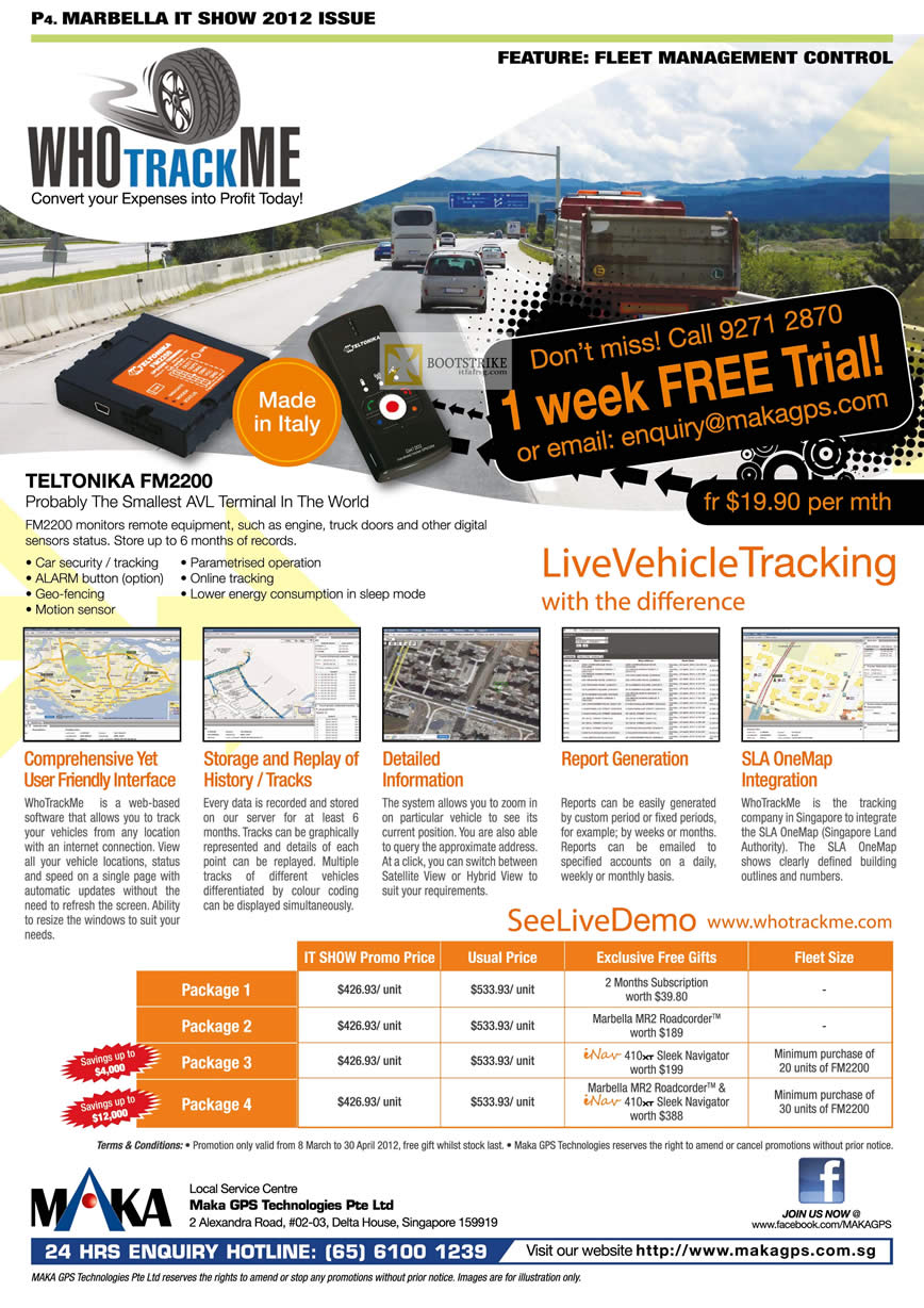 IT SHOW 2012 price list image brochure of Maka Marbella GPS Fleet Management Control, WhoTrackMe, Teltonika FM2200