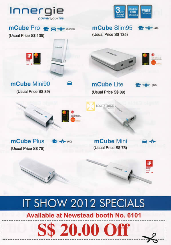 IT SHOW 2012 price list image brochure of Newstead Innergie MCube Pro, SLim95, Lite, Plus, Mini