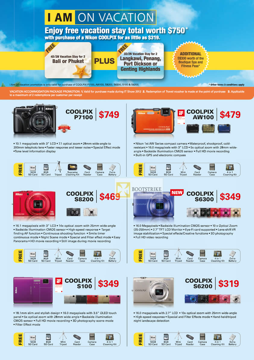 IT SHOW 2012 price list image brochure of Nikon Digital Cameras Coolpix P710, AW100, S8200, S6300, S100, S6200