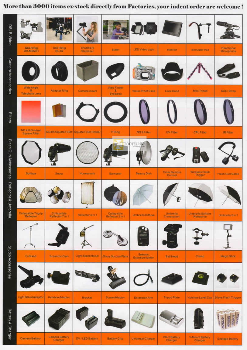 IT SHOW 2012 price list image brochure of SLR Accessory DSLR Accessories, Flash, Filler, Flash Gun, Studio, Battery