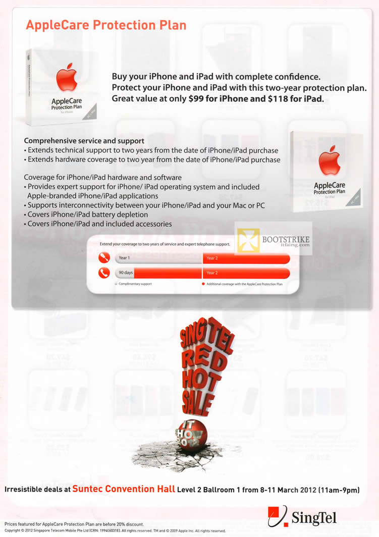 IT SHOW 2012 price list image brochure of Singtel AppleCare Protection Plan