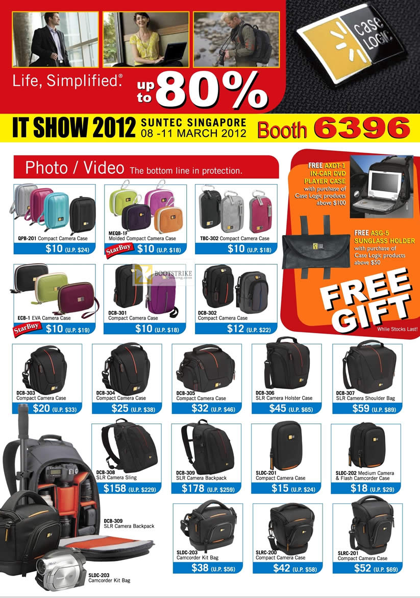 IT SHOW 2012 price list image brochure of The Headphones Gallery Case Logic Bags Photo Video, Camera Case, DSLR Camera Holster Case, Shoulder Bag, Backpack, Camcorder Case