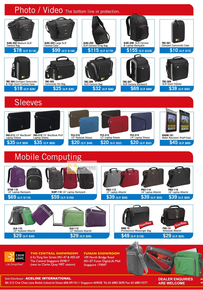 IT SHOW 2012 price list image brochure of The Headphones Gallery Case Logic Photo Video Camera Bags, Case, Sling, Camcorder Case, Notebook Sleeve, IPad Case, Backpack, Attache, Messenger Bag