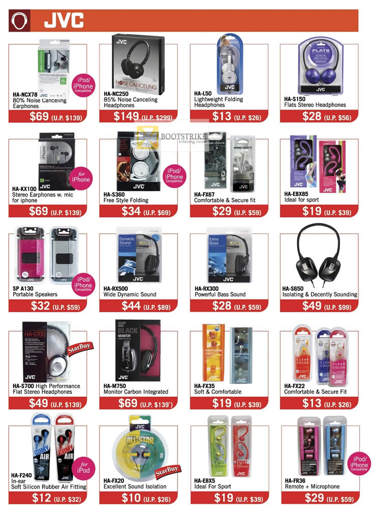 IT SHOW 2012 price list image brochure of The Headphones Gallery JVC Earphones, Headphones, HA-NCX78, HA-NC250, HA-KX100, HA-M750, HA-S360