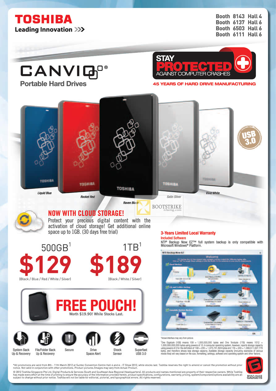 IT SHOW 2012 price list image brochure of Toshiba External Storage Canvio, Cloud Storage