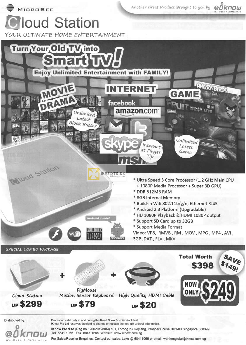 IT SHOW 2012 price list image brochure of IKnow Microbee Cloud Station Media Player, FlyMouse Motion Sensor Keyboard, Android