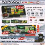 Papago GPS Navigator Z1, R6300T, H8, Driving Video Recorder