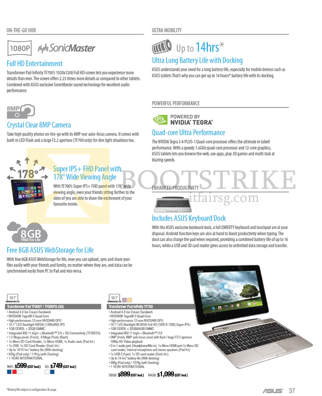 IT SHOW 2013 price list image brochure of ASUS Notebooks Tablet Transformer Pad TF300T TF300TG (3G), Transformer Pad Infinity TF700