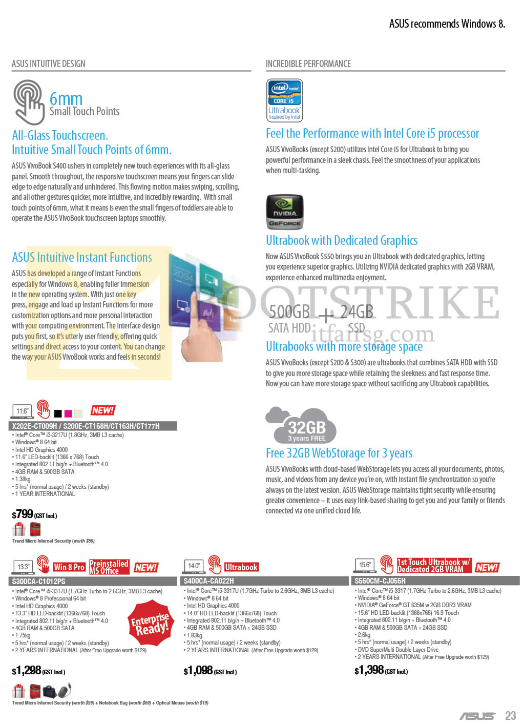 IT SHOW 2013 price list image brochure of ASUS Notebooks Vivobook X202E-CT009H S200E-CT158H CT163H CT177H, S300CA-C1012PS, S400CA-CA022H, S550CM-CJ055H