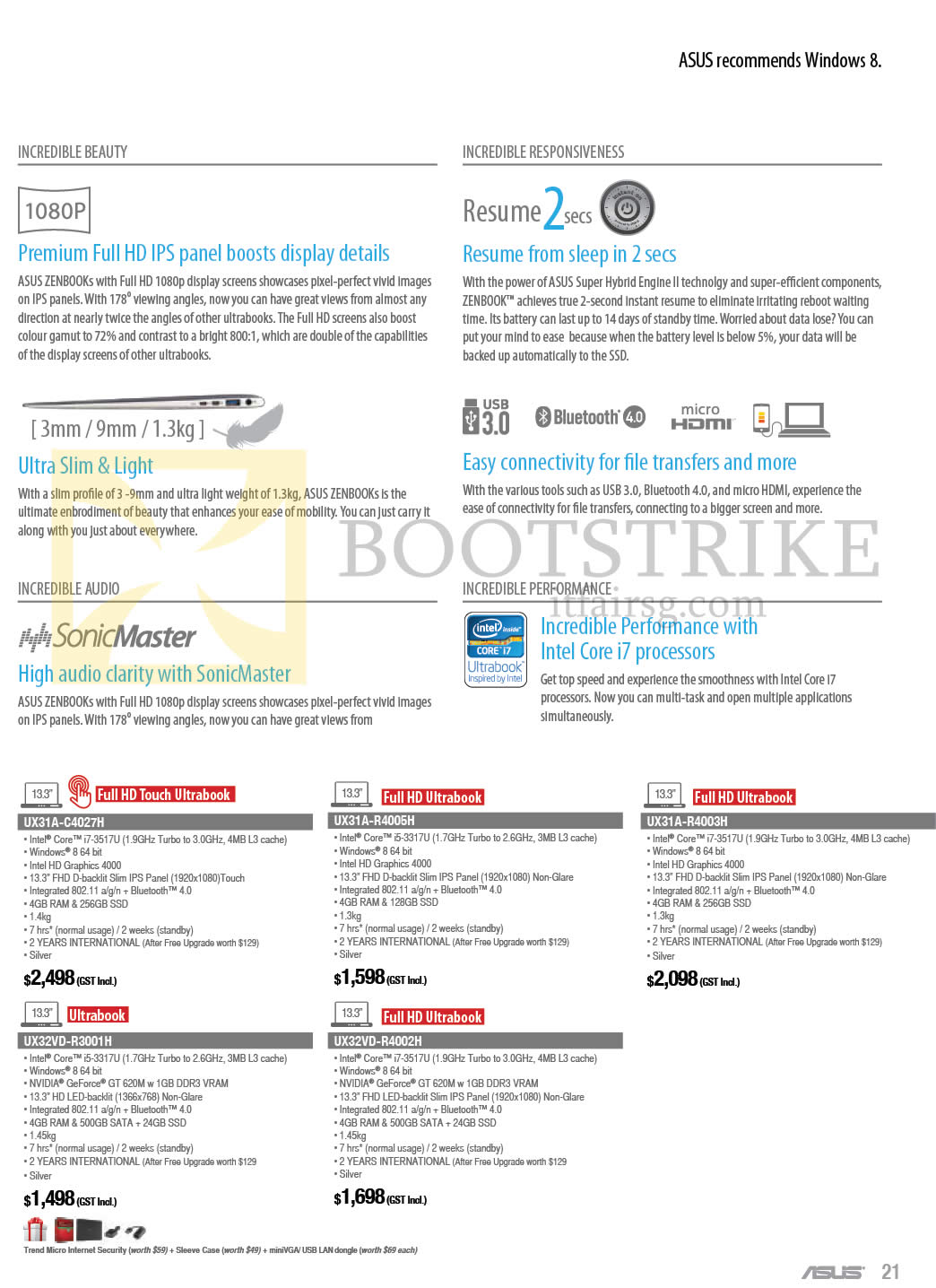 IT SHOW 2013 price list image brochure of ASUS Notebooks Zenbook UX31A-C4027H, UX31A-R4005H, UX31A-R4003H, UX32VD-R3001H, UX32VD-R4002H