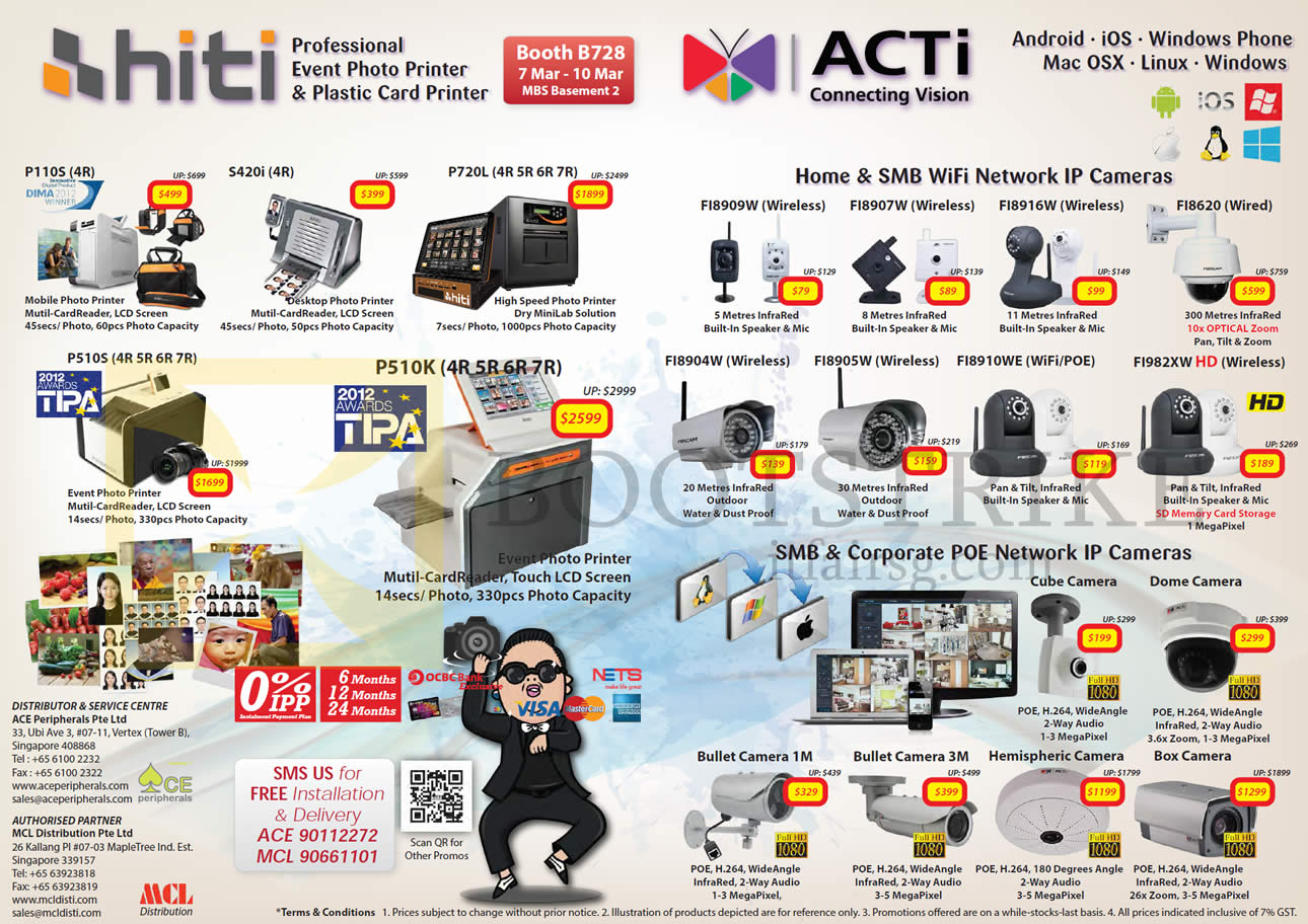 IT SHOW 2013 price list image brochure of Ace Peripherals MCL HiTi Mobile Desktop Kiosk Photo Printers P110S, S420i, P720L, P5105, P510K, ACTi IPCam