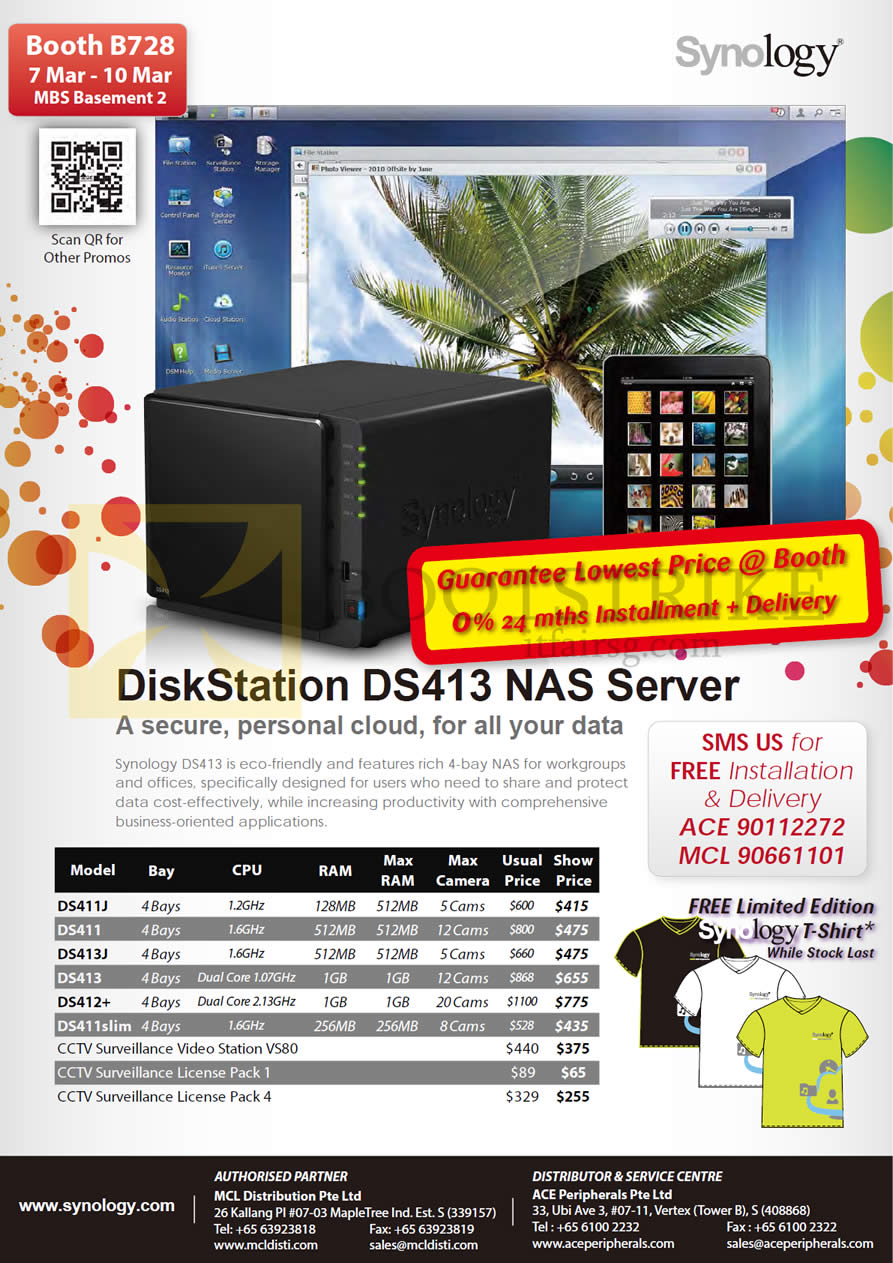 IT SHOW 2013 price list image brochure of Ace Peripherals MCL Synology DiskStation DS411J DS411 DS413J DS413 DS412 Plus DS411slim VS240HD VS80