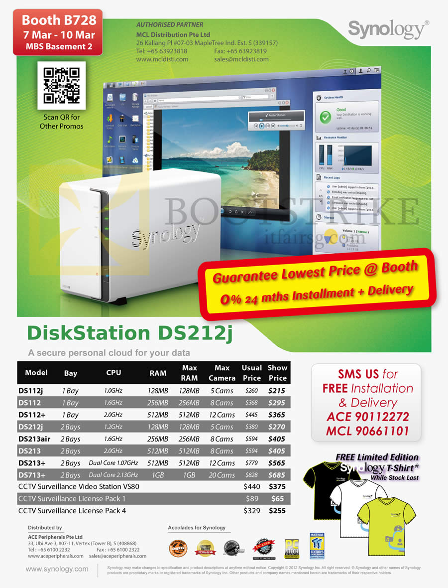 IT SHOW 2013 price list image brochure of Ace Peripherals MCL Synology NAS DiskStation DS112J DS112 DS112 Plus DS212J DS213air DS213 Plus DS213 DS713PLUS, CCTV VS80