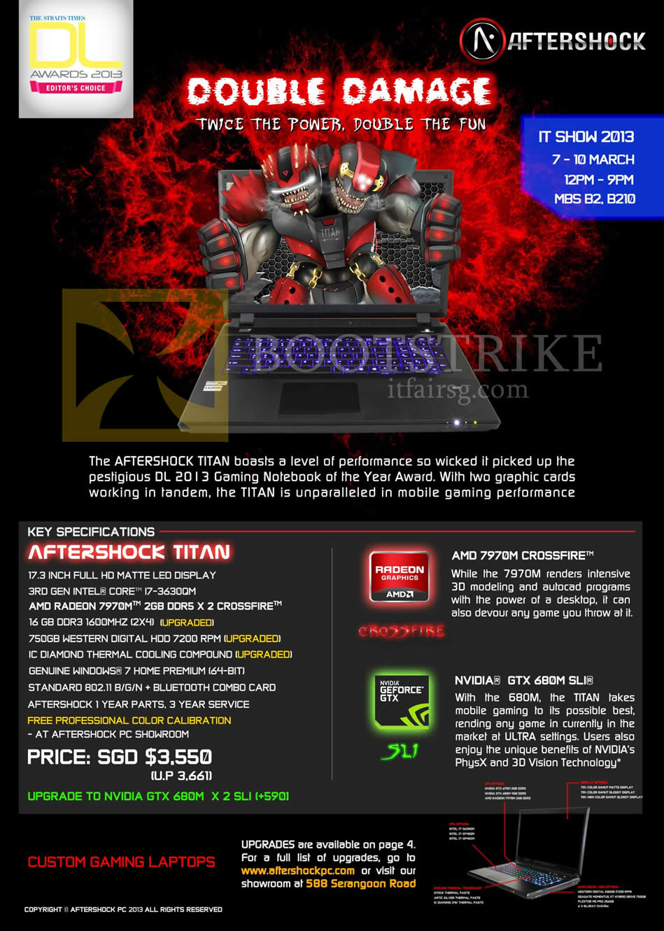 IT SHOW 2013 price list image brochure of Aftershock Titan Gaming Notebook