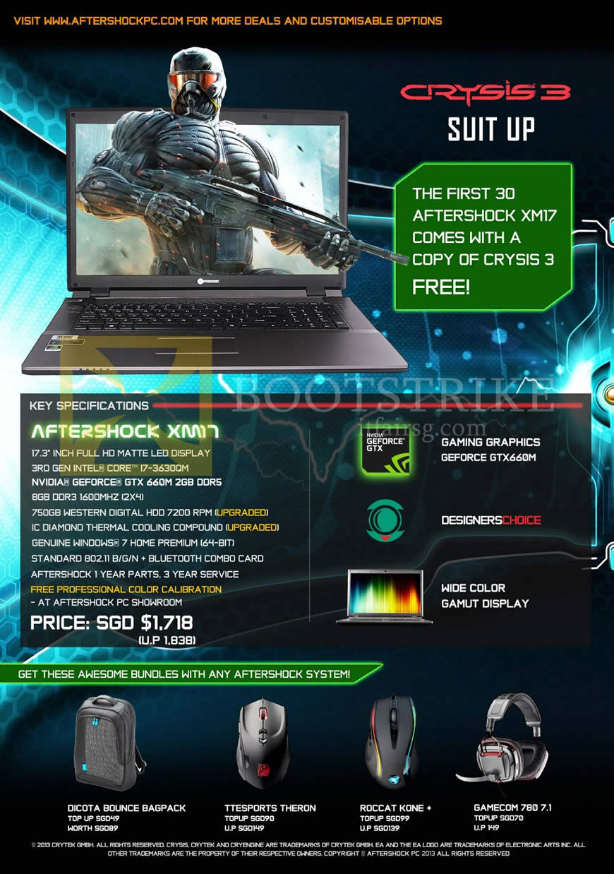 IT SHOW 2013 price list image brochure of Aftershock XM17 Gaming Notebook, Purchase With Purchase Options