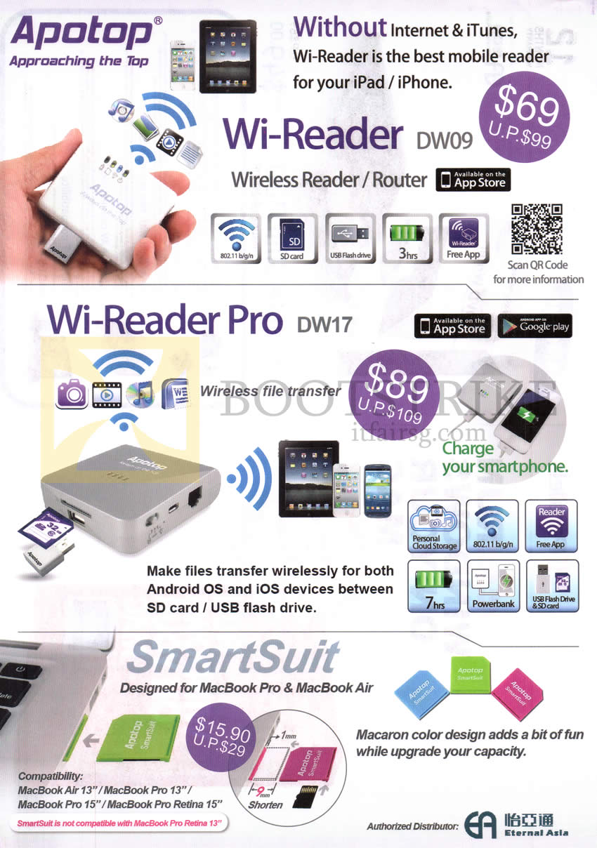 IT SHOW 2013 price list image brochure of Apotop Wi-Reader DW09, Wi-Reader Pro DW17, SmartSuit