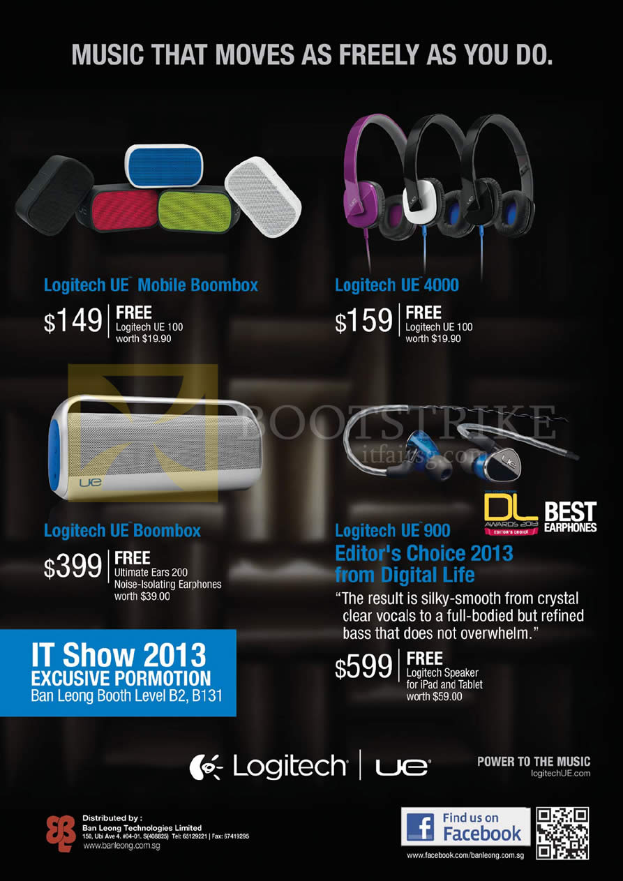 IT SHOW 2013 price list image brochure of Ban Leong Logitech Ultimate Ears UE Mobile Boombox, UE 4000, UE Boombox, UE 900