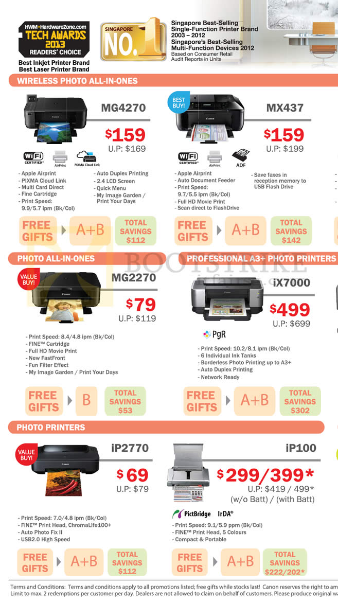 IT SHOW 2013 price list image brochure of Canon Printers Inkjet, MG4270, MX437, MG2270, IX7000, IP2770, IP100