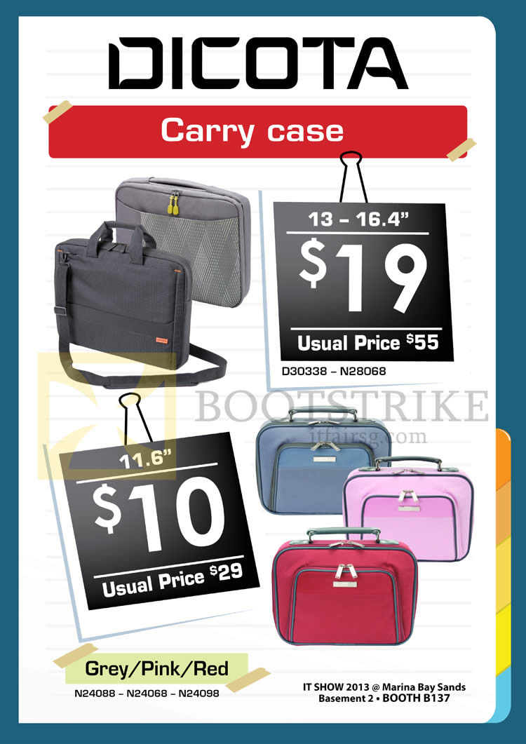 IT SHOW 2013 price list image brochure of Convergent Dicota Carry Case D30338 N28068 Carry Case Bags