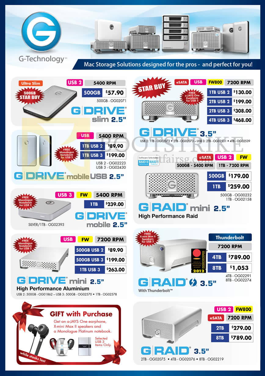 IT SHOW 2013 price list image brochure of Convergent Hitachi G Technology External Storage G Drive, Mobile USB, Raid Mini, Drive Mini, Raid