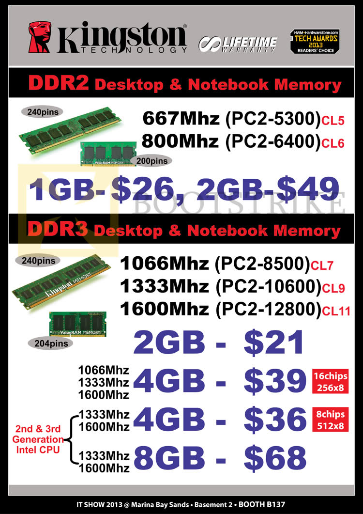 IT SHOW 2013 price list image brochure of Convergent Kingston RAM DDR2 Memory, DDR3