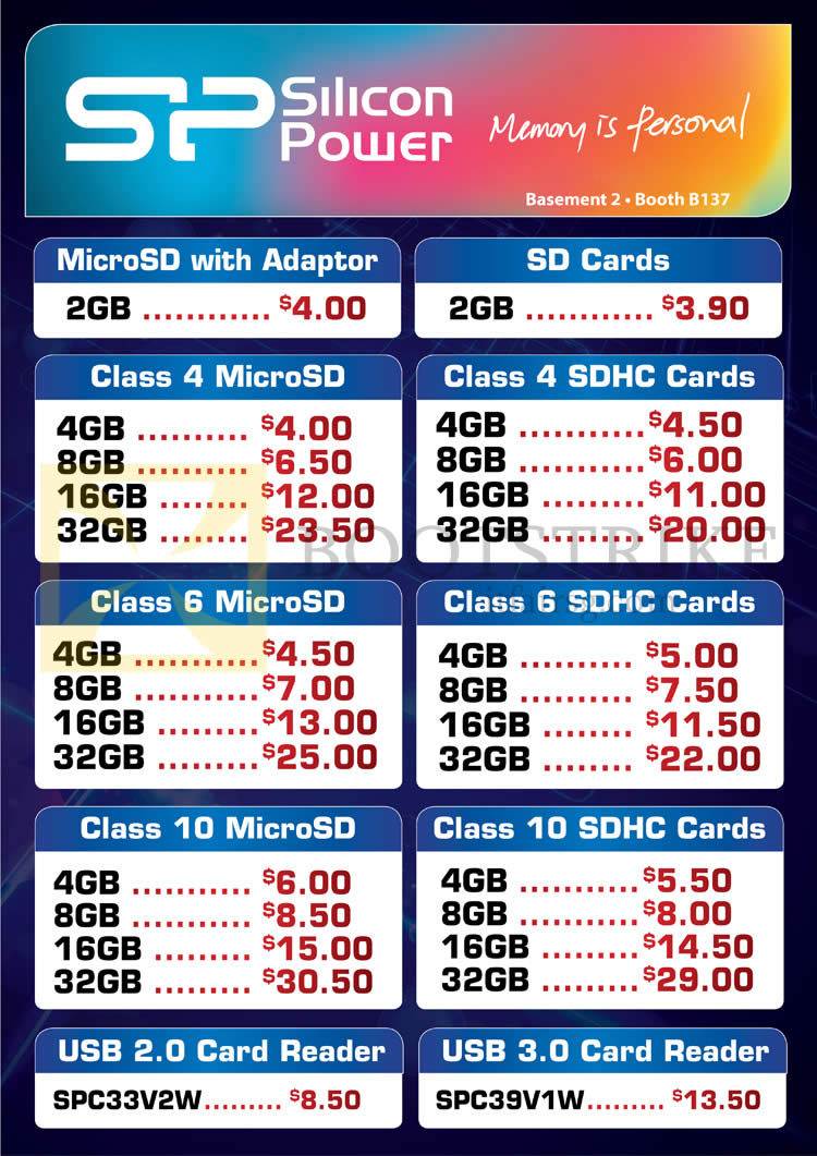 IT SHOW 2013 price list image brochure of Convergent SP Silicon Power MicroSD, SDHC