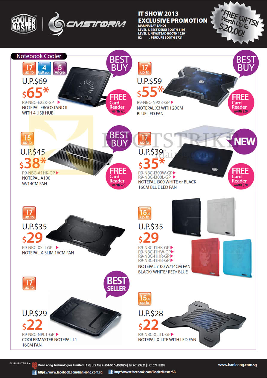 IT SHOW 2013 price list image brochure of Cooler Master CMStorm Notebook Coolers Notepal Ergostand II, X3, A100, I300, X-Slim, I100, X-Lite, L1