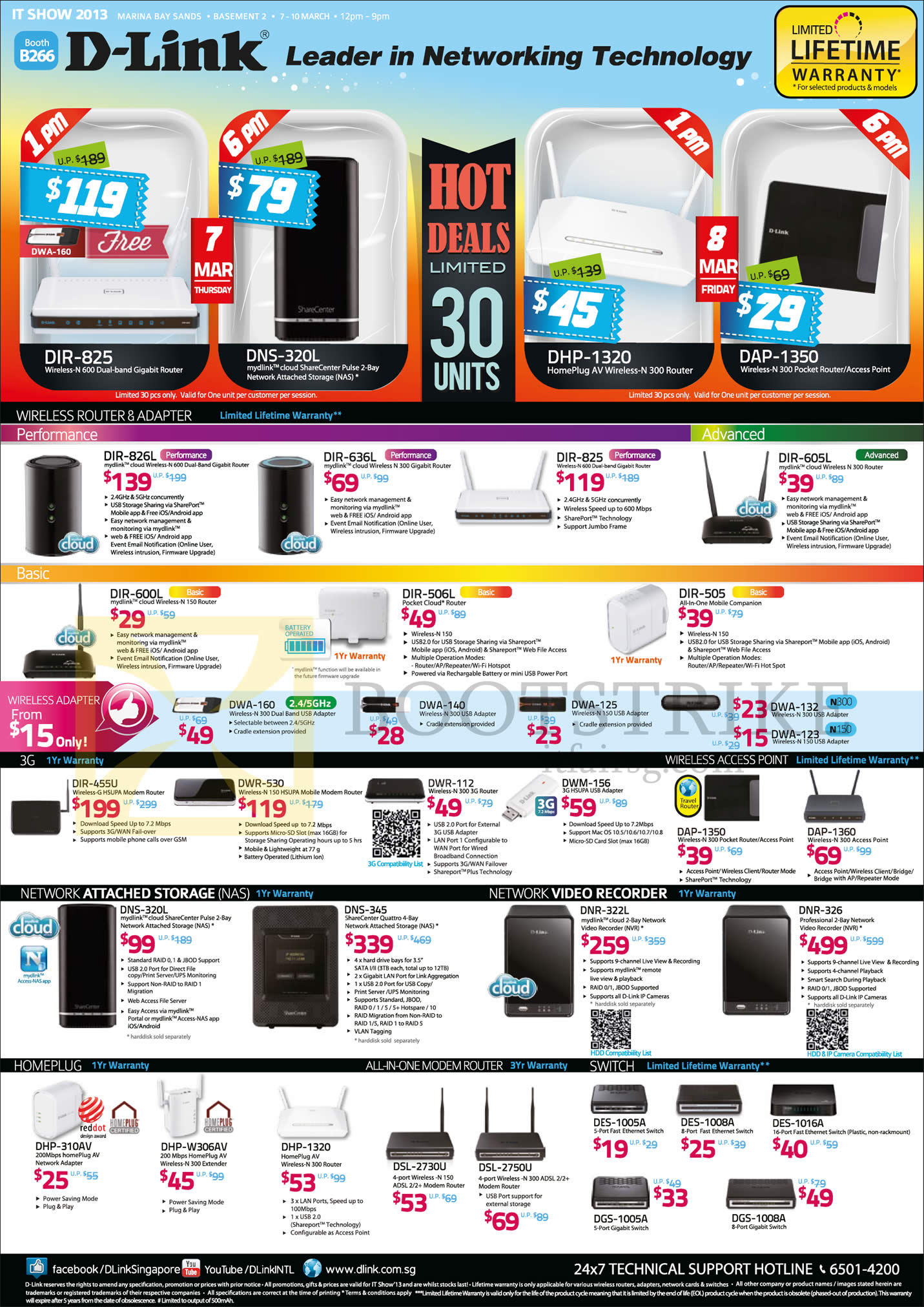 IT SHOW 2013 price list image brochure of D-Link Networking Wireless Router DIR, USB Adapter, 3G, 4G, Access Point, NAS, Network Video Recorder, HomePlug AV, ADSL2 Modem Router, Switch