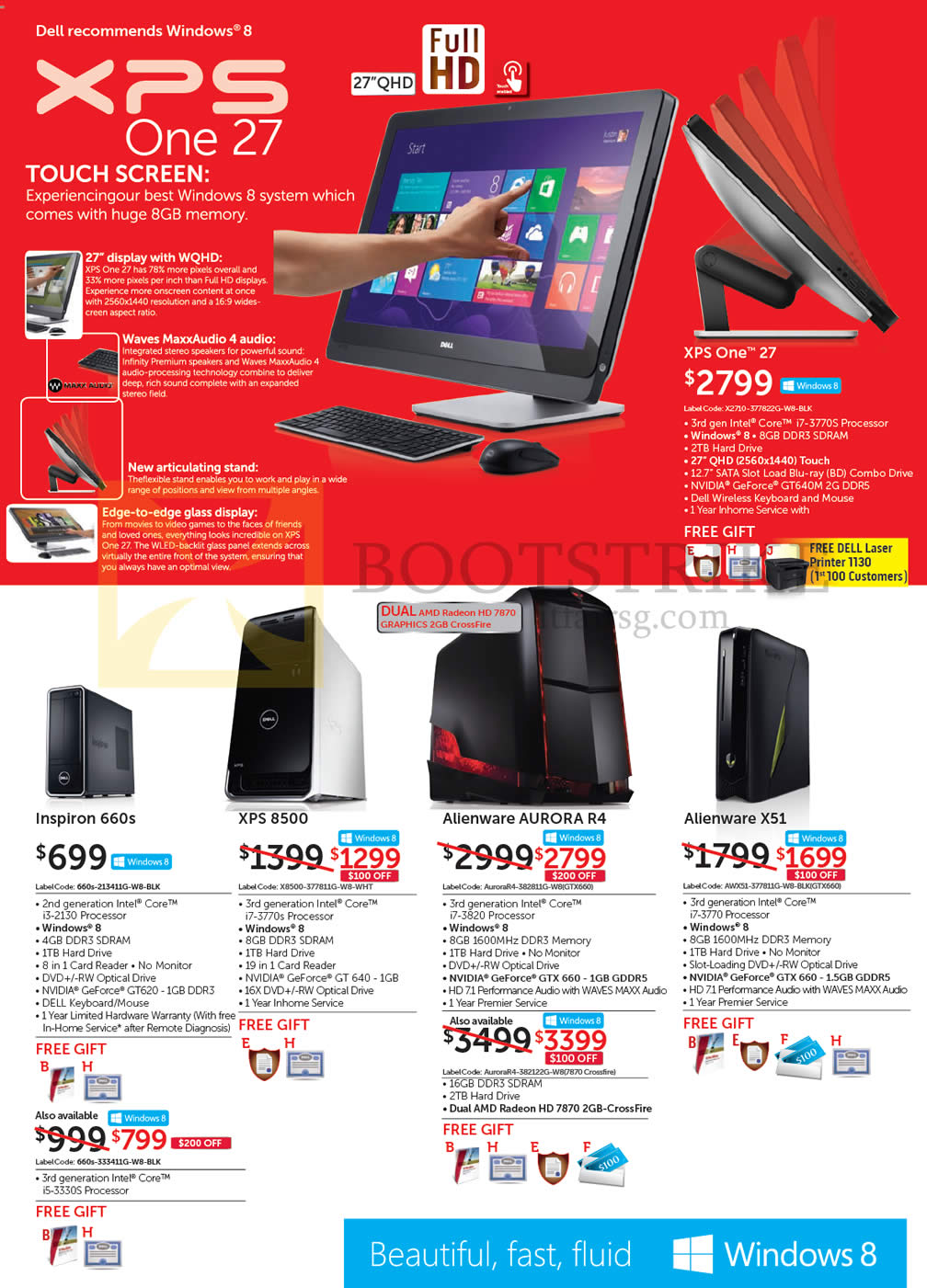 IT SHOW 2013 price list image brochure of Dell Desktop PCs, XPS One 27, Inspiron 660s, XPS 8500, Alienware Aurora R4, Alienware X51