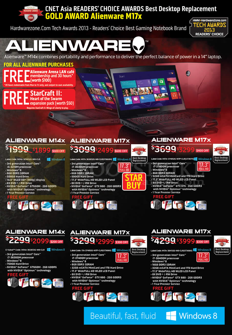 IT SHOW 2013 price list image brochure of Dell Notebooks Alienware M14X, M17X