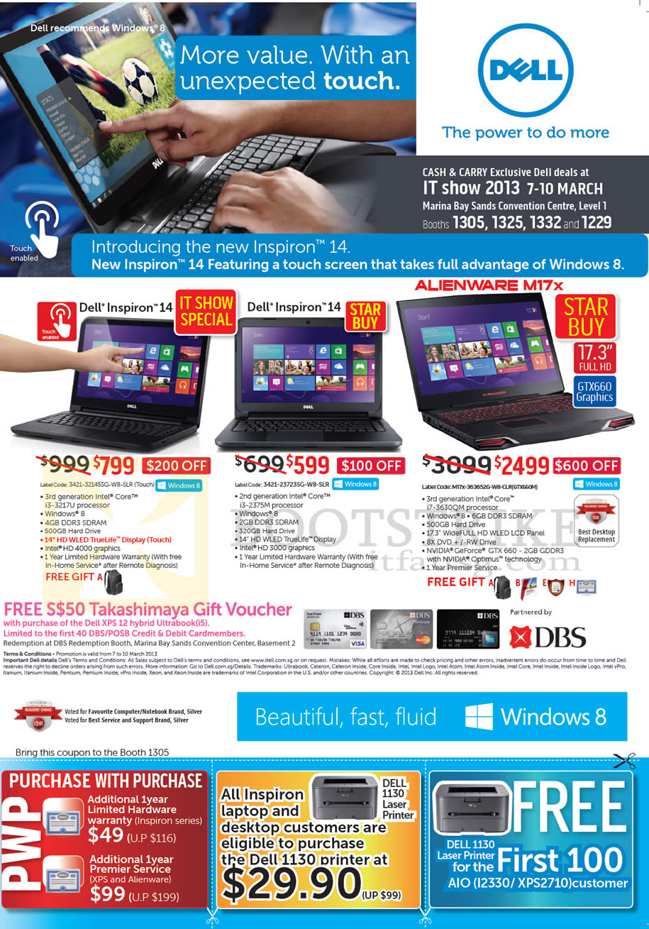 IT SHOW 2013 price list image brochure of Dell Notebooks Inspiron 14, Alienware M17X