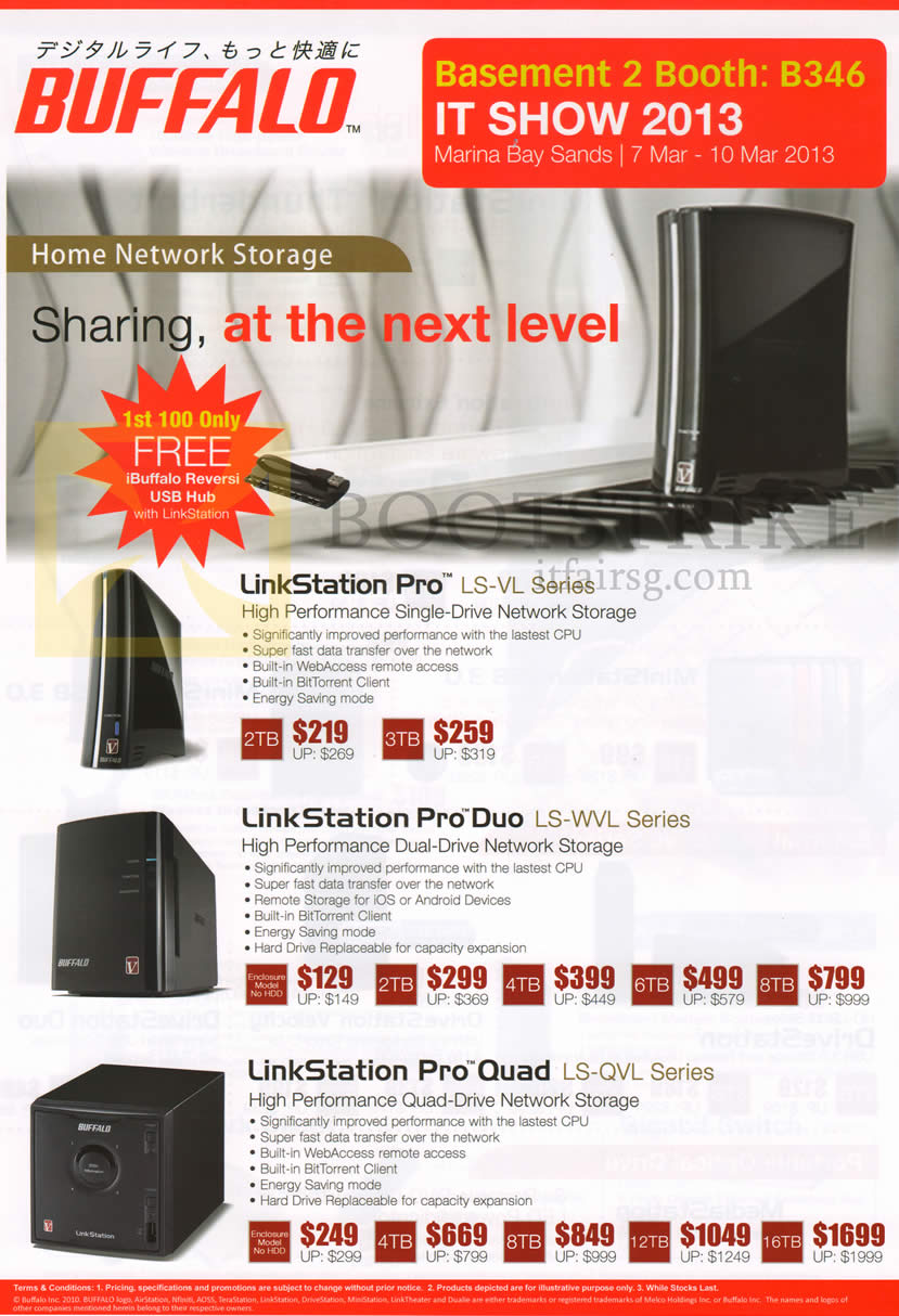 IT SHOW 2013 price list image brochure of ECS Buffalo NAS LinkStation Pro LS-VL, LinkStation Pro Duo LS-WVL, LinkStation Pro Quad LS-QVL