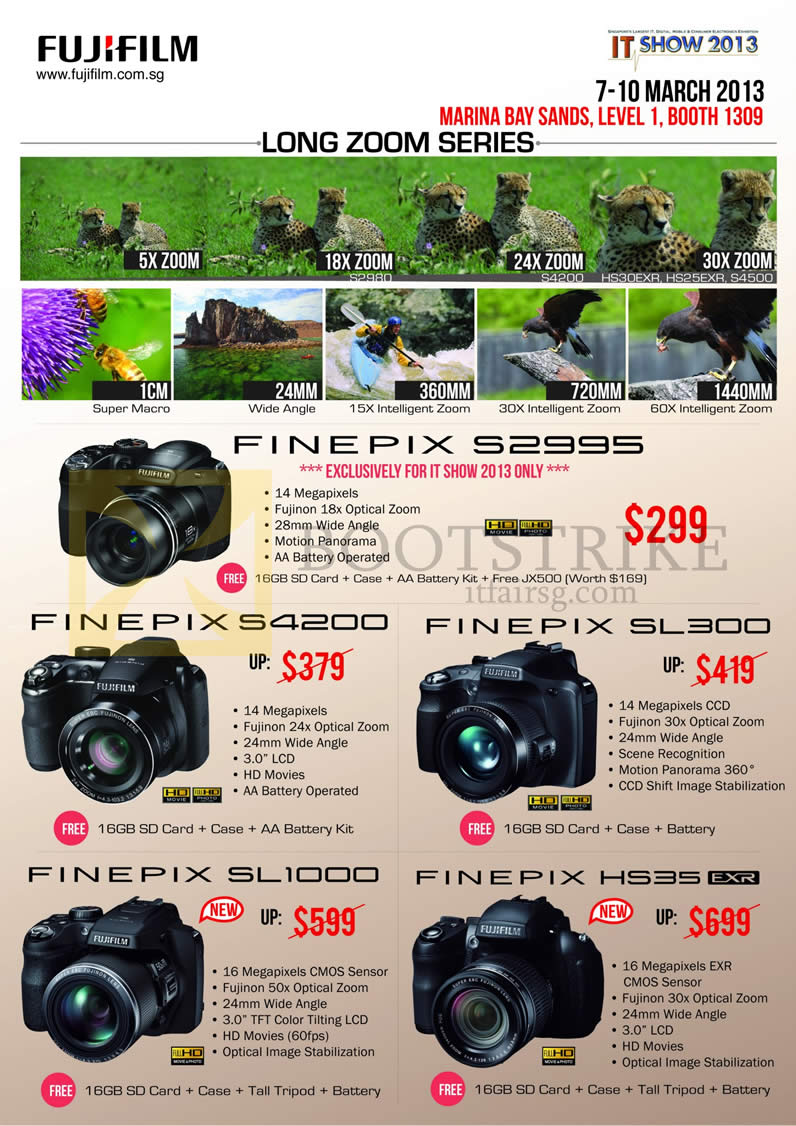 IT SHOW 2013 price list image brochure of Fujifilm Digital Cameras Finepix S2995, S4200, SL300, SL1000, HS35EXR