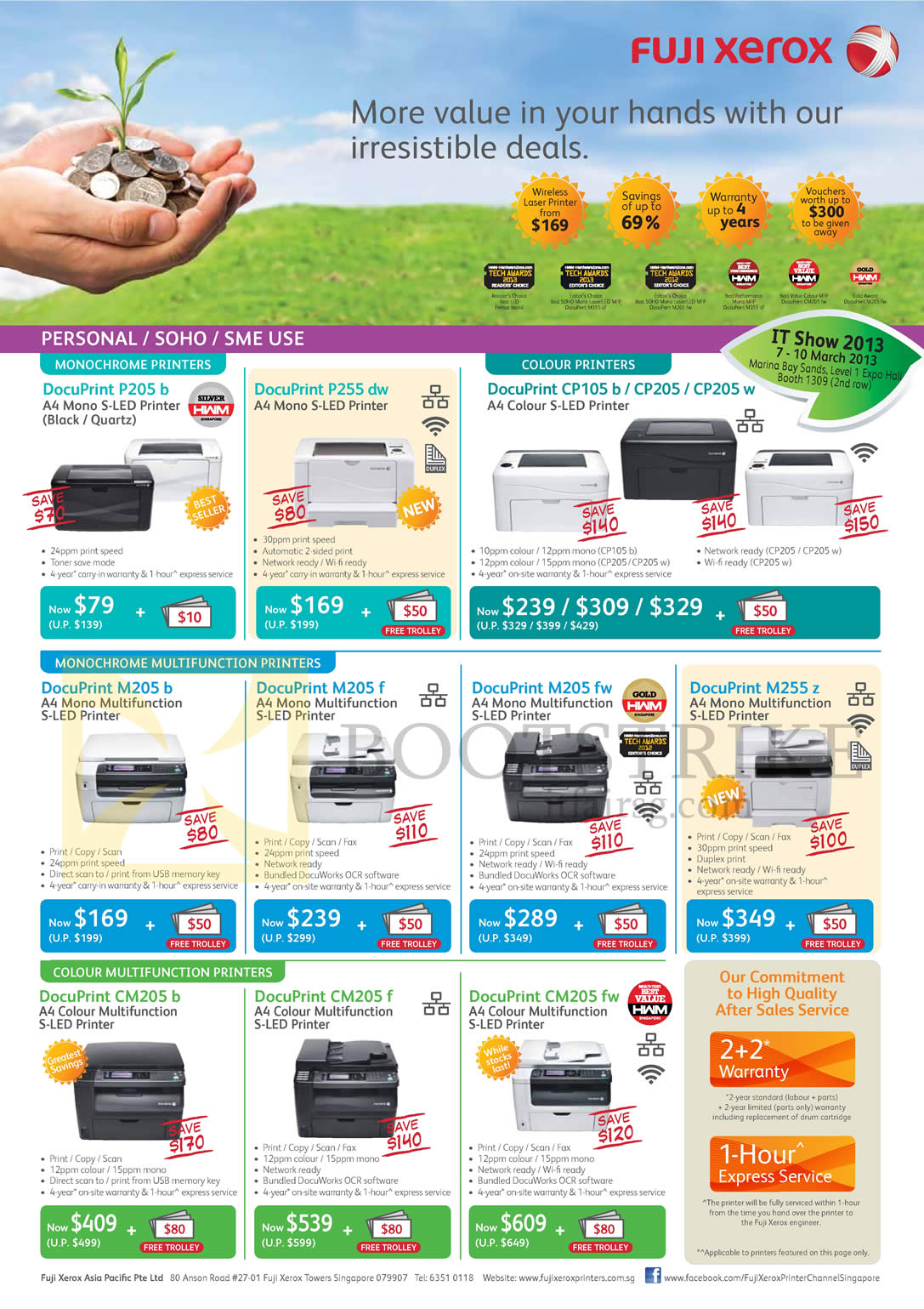 IT SHOW 2013 price list image brochure of Fujifilm Fuji Xerox Printers DocuPrint P205 B, P255d W, CP150 B, CP205 W, M205 B, M205 F, M205 Fw, M255 Z, CM205 B, CM205 F, CM205 Fw