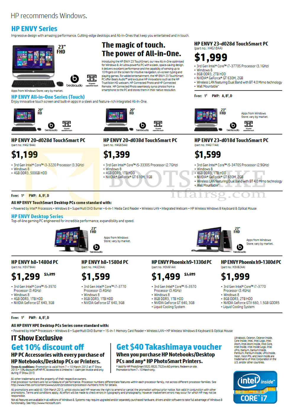 IT SHOW 2013 price list image brochure of HP Desktop PCs, AIO Desktop PCs, Envy 23-d028d, 20-d028d, 20-d038d, 23-d018d, H8-1480d, H8-1580d, H9-1330d, H9-1380d