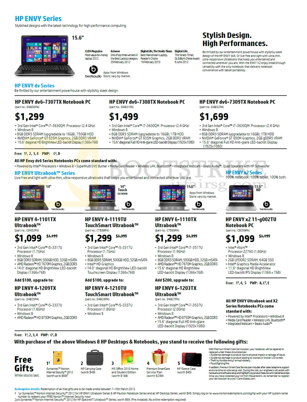 IT SHOW 2013 price list image brochure of HP Notebooks Ultrabooks Dv6-7307Tx, 7308TX, 7309TX, Envy 4-1101TX, 4-1119TU, 6-1110TX, X2 11-g002TU