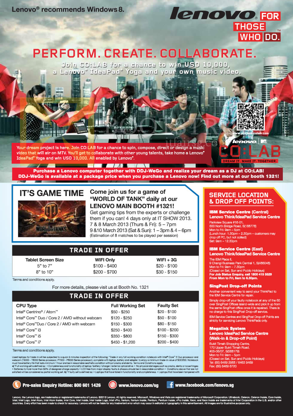 IT SHOW 2013 price list image brochure of Lenovo Notebooks Desktop PC Trade In, Service Centre Locations