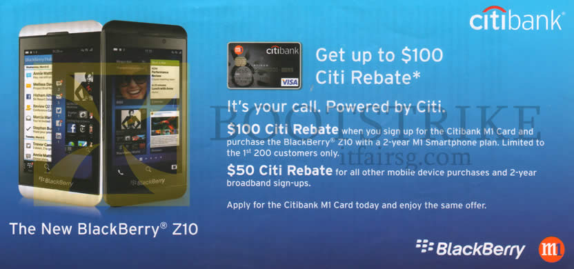 IT SHOW 2013 price list image brochure of M1 Citibank Card Up To 100 Dollars Citi Rebate