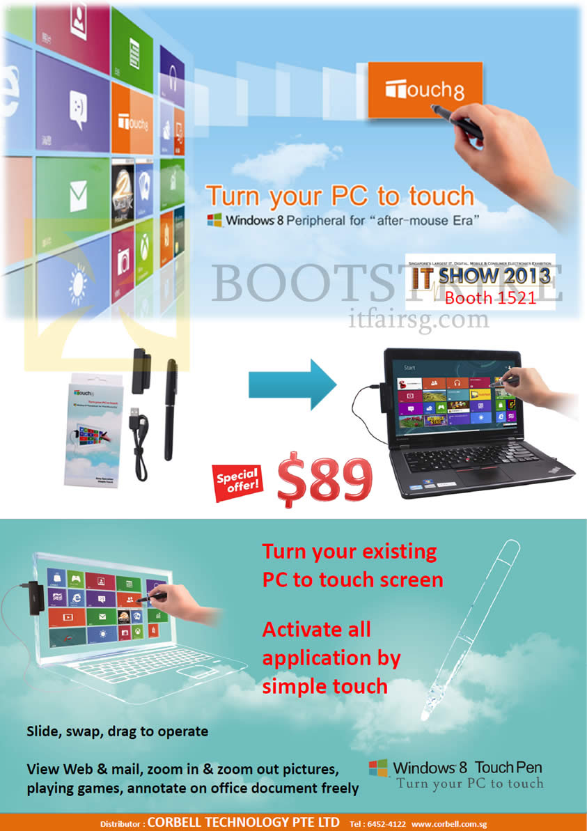 IT SHOW 2013 price list image brochure of Newstead Corbell Touch8 Windows 8 Touch Pen