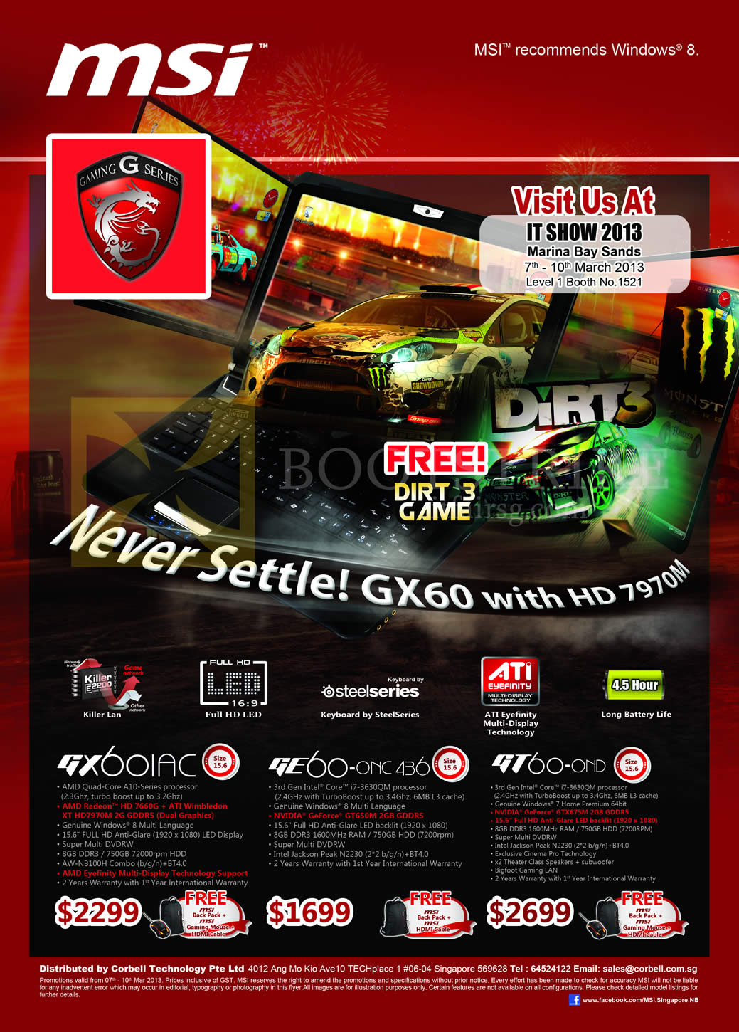 IT SHOW 2013 price list image brochure of Newstead MSI Notebooks G Series Notebooks GX60-1AC, GE60 0NC, GT60-0ND