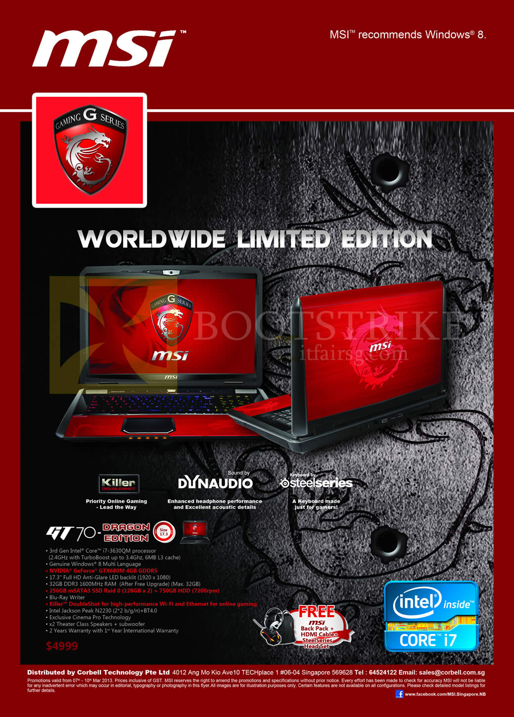 IT SHOW 2013 price list image brochure of Newstead MSI Notebooks Gaming G Series Notebook GT70 Dragon Edition