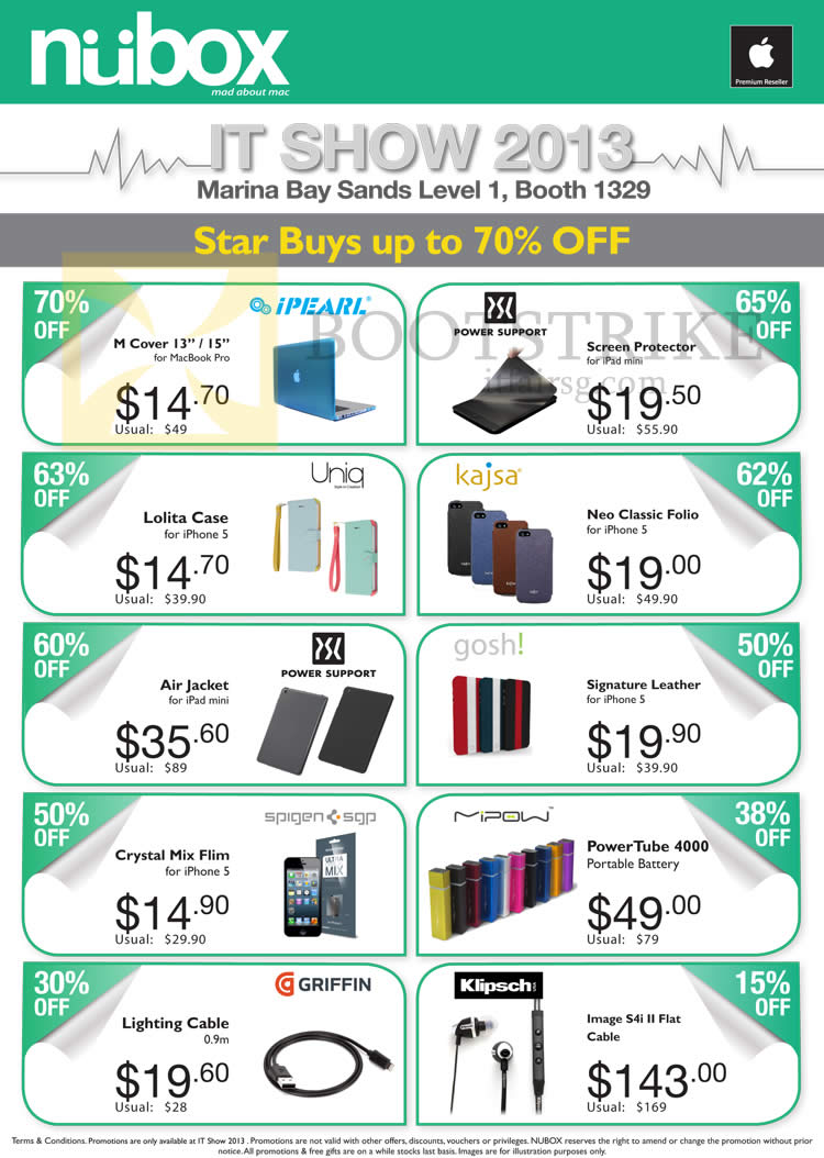 IT SHOW 2013 price list image brochure of Newstead Nubox Accessories IPearl, Power Support, Uniq, Kajsa, Gosh, Griffin, Klipsch, Mipow PowerTube 4000